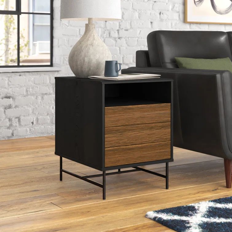 Transfronterizo estilo americano de estilo rústico mesilla de cabecera de estilo industrial mezcla de gabinete lateral bajo mostrador ensanchado espacio de almacenamiento más grande