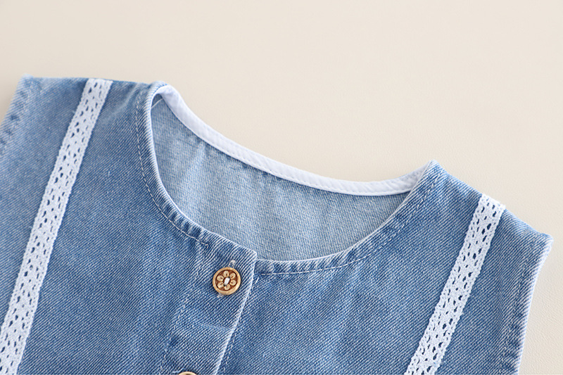 Tenue pour fille 2025, nouvelle collection printemps-automne, gilet en denim élégant en dentelle, ensemble trois pièces décontracté de style coréen pour filles_voghion.com