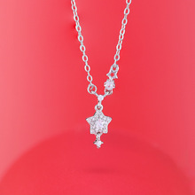 S999足银星星项链女清新甜美时尚百搭高级感设计锆石五角星锁骨链