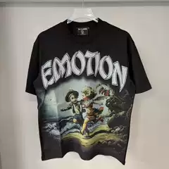 MIXED EMOTION Rhinestone Angel Devil Letter Print Loose Vintage Casual Short Sleeve T-Shirt