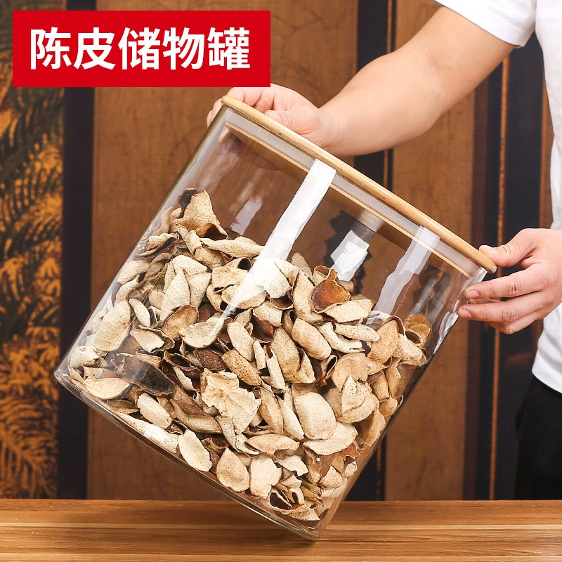 Резервуар для хранения Ченпи большой емкости Пищевая специальная герметичная банка пустая бутылка с бамбуковой крышкой чая бархатная стеклянная банка для хранения