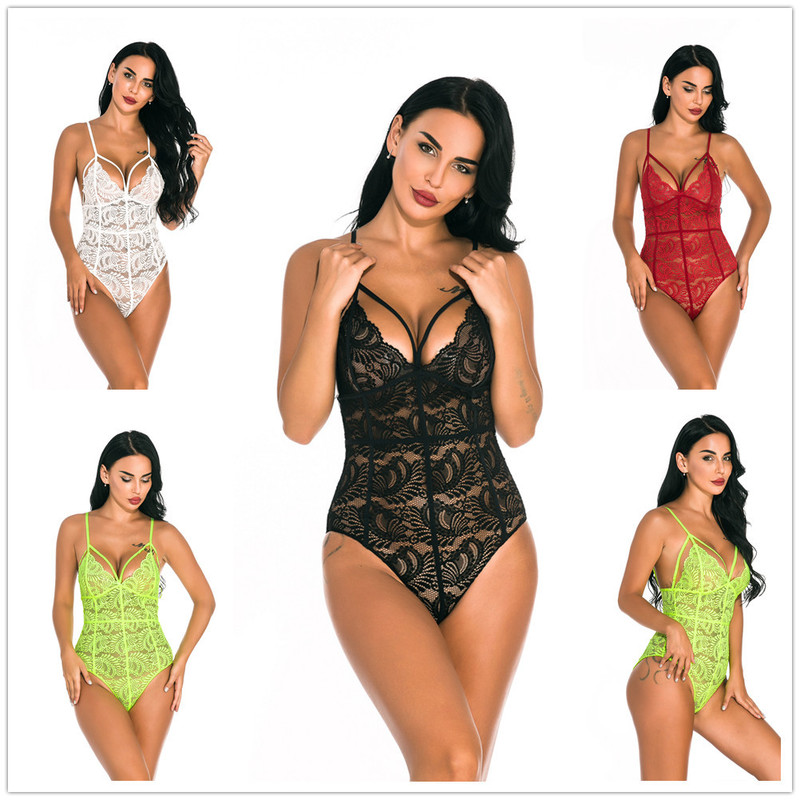 Cross-Border Supply of New Women's Clothing, Sexy Lace Suspenders, Sexy Lingerie, See-Through Lace Shapewear, One-Piece Bodysuit, Pajamas