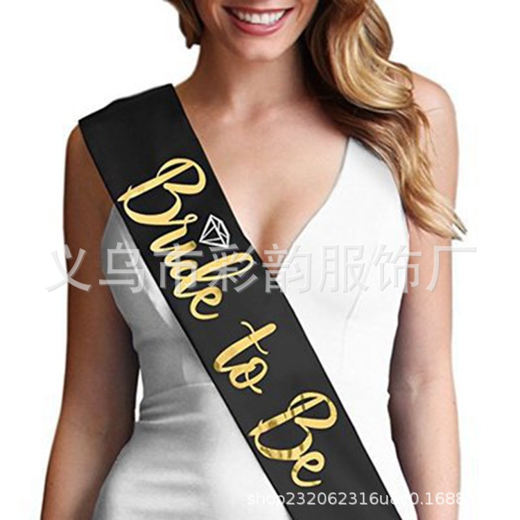 Fábrica de suministro de stock soltero fiesta novia para ser la correa de hombro de la novia estampado correa de dama de honor negro