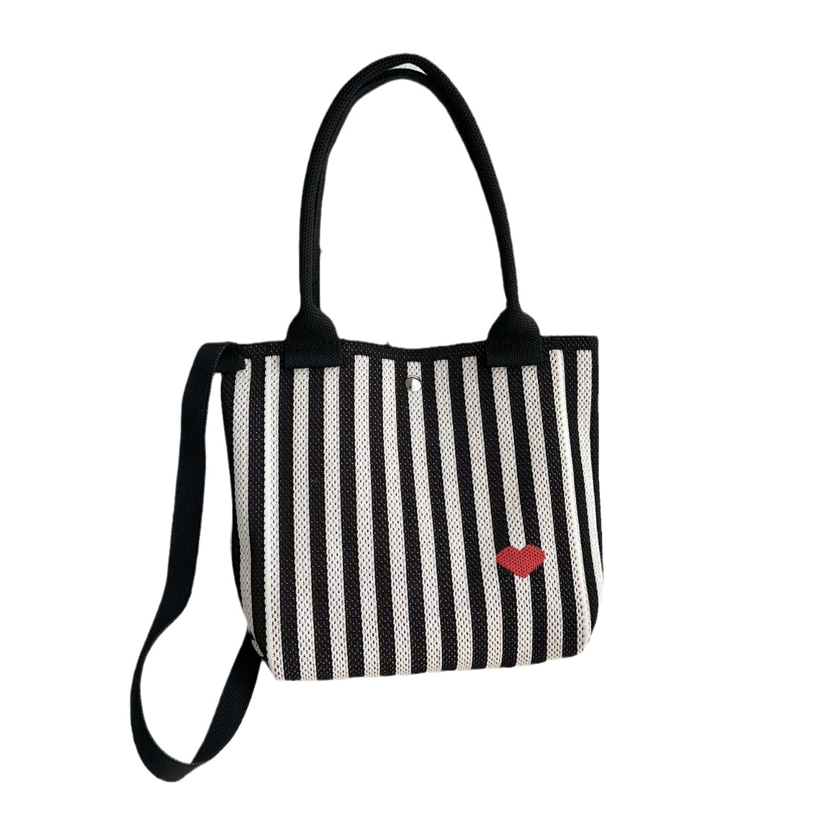 Bolsos de tejido volador Bolsos de transporte de estudiante Versión de moda Capacidad Tot 2025 Love Rayas Bolsos casuales coreanos Bolsos diagonales