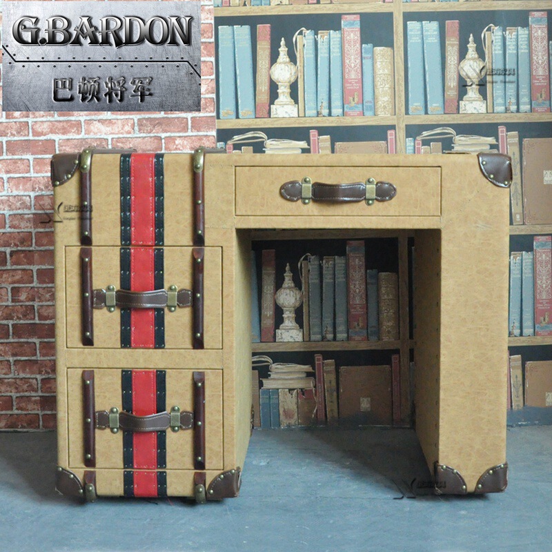 Retro canvas personalized study computer desk desk American country furniture designer distressed desk