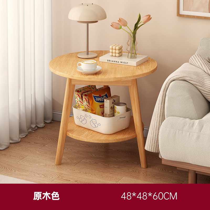 Mesa de cabecera de doble capa mesa de té pequeña casa de alquiler al lado de la casa balcón pequeña mesa de té estante de almacenamiento doméstico estante de almacenamiento de dormitorio