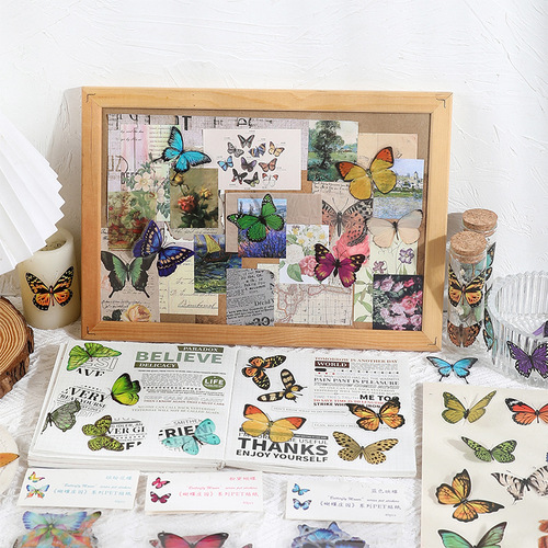 PET sticker pack Butterfly Manor series handbook diary DIY decorative material pattern transparent waterproof stickers