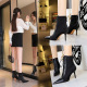 1838-1 Korean version fashionable sexy thin women's boots with thin heels, high heels, shallow mouth, pointed head, lace up, cross strap, short boots