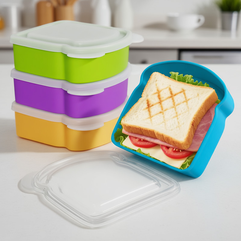 Factory Wholesale Silicone Lunch Box Student Lunch Box Toast Sandwich Breakfast Box Lunch Box Silicone Crisper