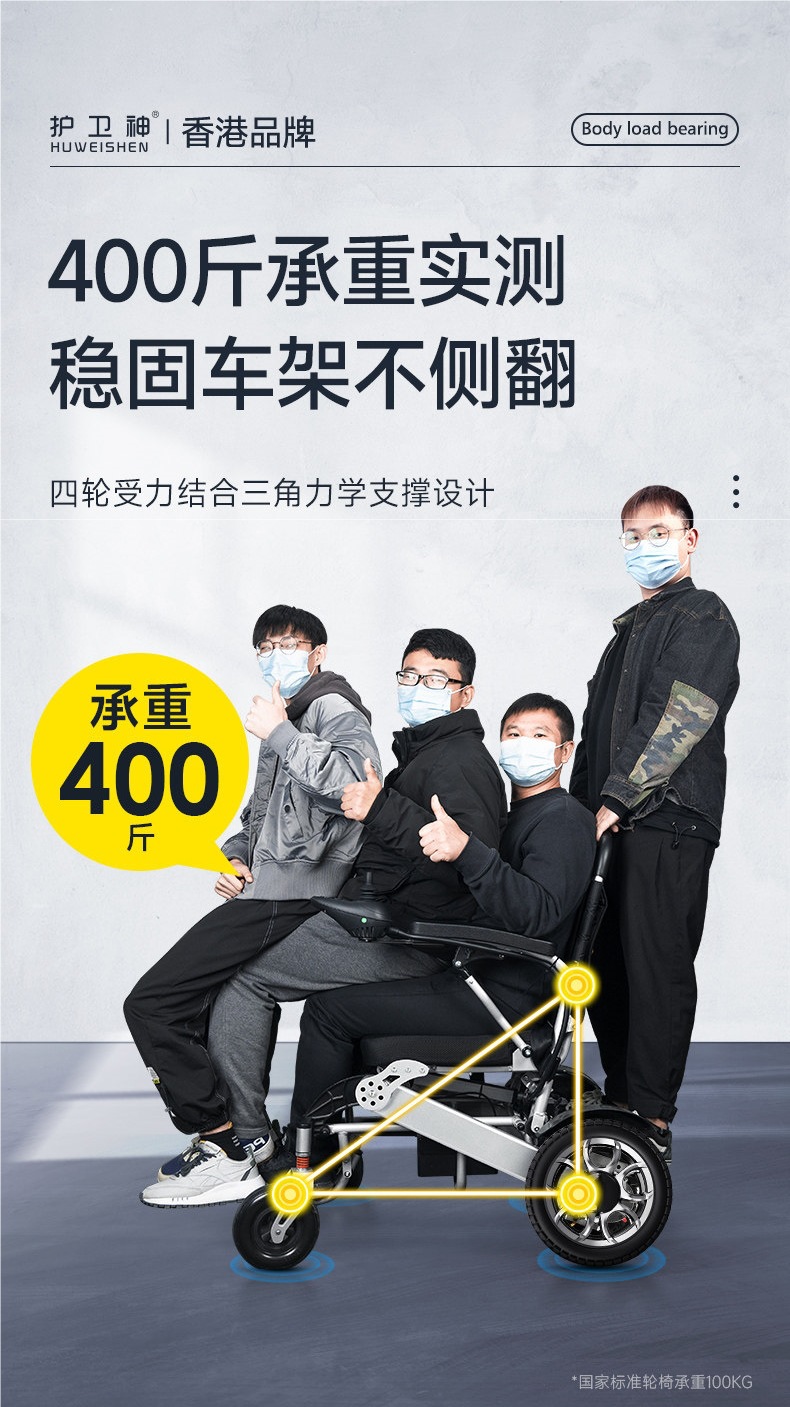 Guardian God's New Electric Wheelchair, Intelligent Fully Automatic Folding Lightweight Official Anti-Tip Mobility Scooter for the Elderly