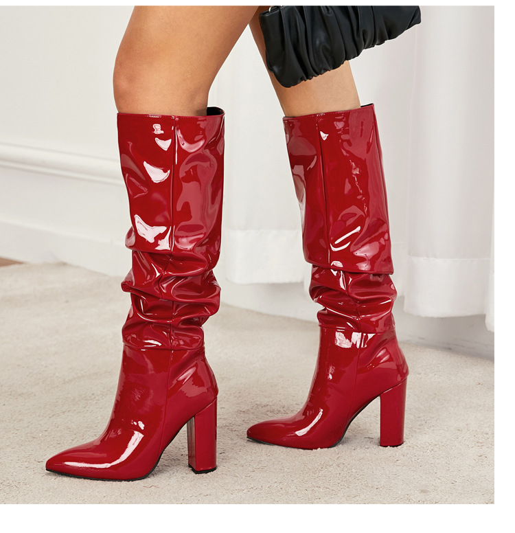 Women's new winter fashion pointed toe women's boots thick heel boots_voghion.com