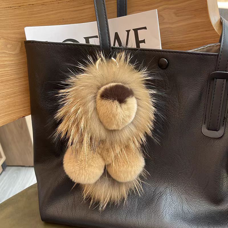 Imitación de visón pequeño león colgante bolso colgante lindo muñeca de peluche Simba llavero de automóvil colgante regalo