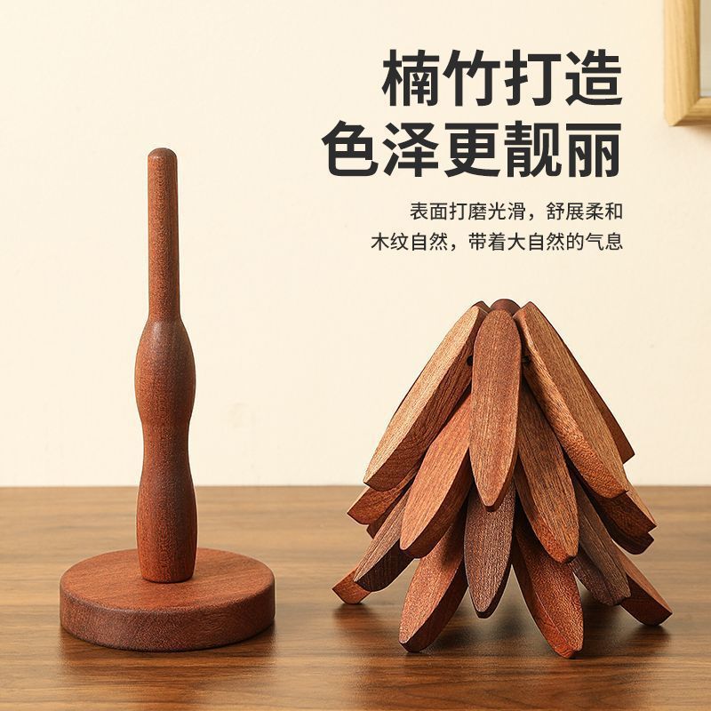Decoración de mesa de comedor de madera sólida un árbol de alto valor de superficie almohadilla aislante de árbol pequeño almohadilla aislante de árbol plegable creativo árbol de platos de comedor image 3