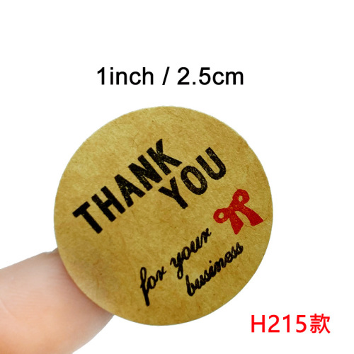 Original color kraft paper self-adhesive sealing sticker packaging decoration handwritten sticker round thank you roll baking label