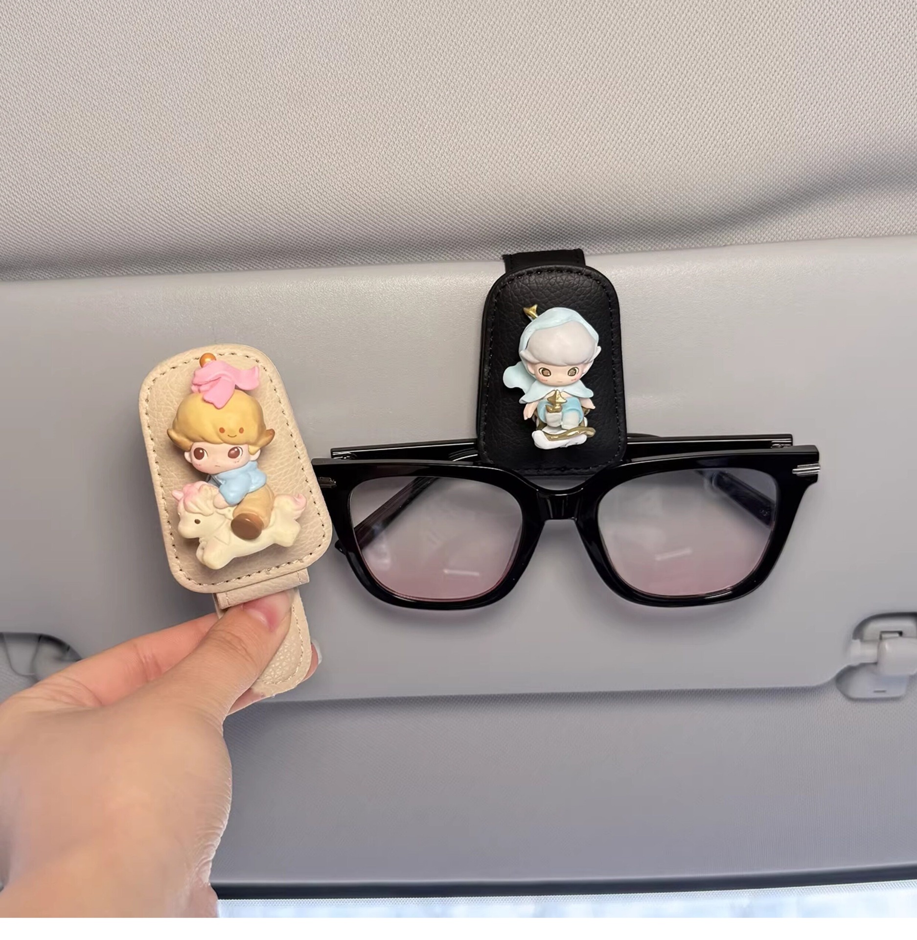 Car-Mounted Glasses Clip for Use in the Car, Sunglasses Holder, Sun Visor Magnetic Clip, Cute Decorative Accessory for Women