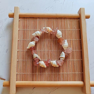 European and American cross-border Amazon popular natural gravel amethyst pink crystal strawberry Crystal conch shell bracelet live wholesale