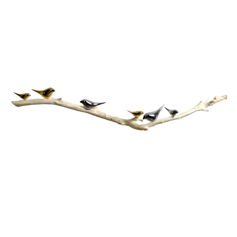 3D Wall Branch Decor, Bird-Accent Metal Pendants, Modern Living Room Sculpture, 0.7–0.9 m