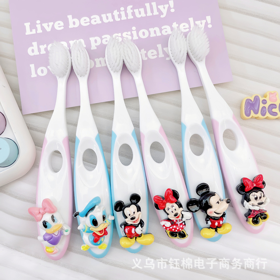 Children's Toothbrush 3 to 6-12 Years Old Mickey and Minnie Soft-Bristled Advanced Gum Protection and Tooth Protection Baby Small Head Toothbrush Wholesale