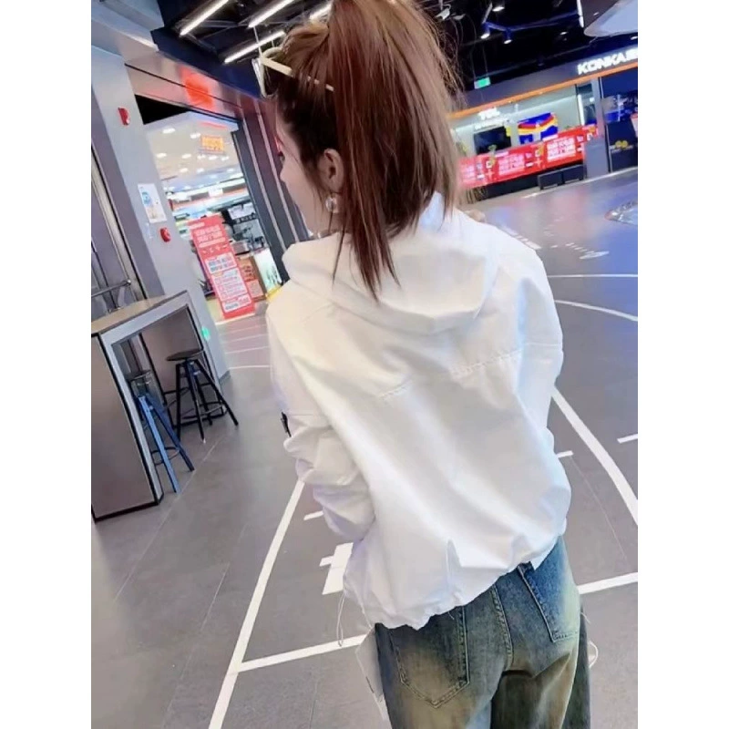White jacket, autumn summer trench coat for leisure, sun protection
