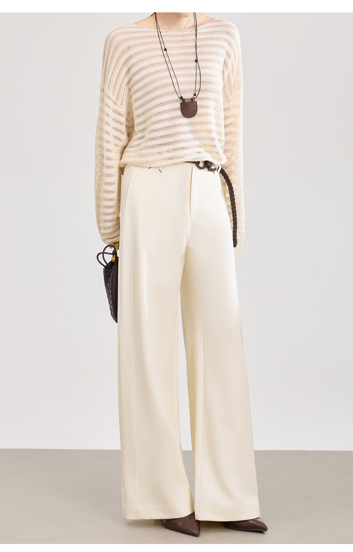 Quần culottes nữ ống rộng dáng suông chất len pha tơ nhân tạo cao cấp — Xanh lông mòng đen chi tiết 17