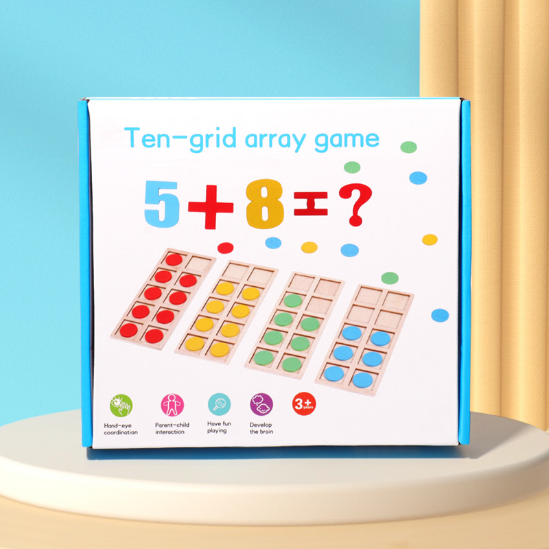 Juguetes educativos para niños iluminación digital de jardín de infantes ayudas de enseñanza temprana de madera descomposición matemática suma y resta cuenta diez array