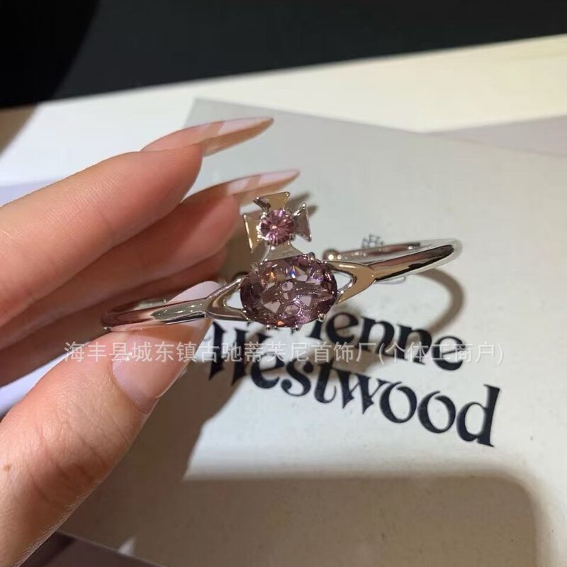 High Version Empress S925 Silver Dreamcatcher Bracelet Limited Purple Diamond Saturn Oval Diamond Opening Adjustable Bracelet