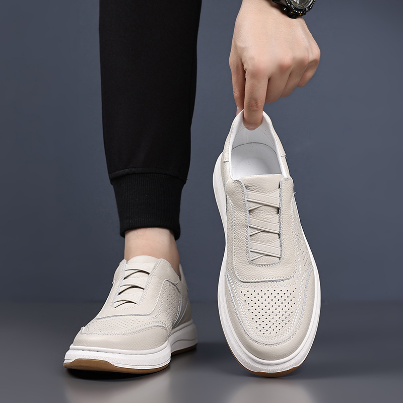 Piel de vaca de primera capa 2025 verano nuevo estilo sandalias de hombre cuero casual perforado hueco transpirable zapatos de cuero para hombre