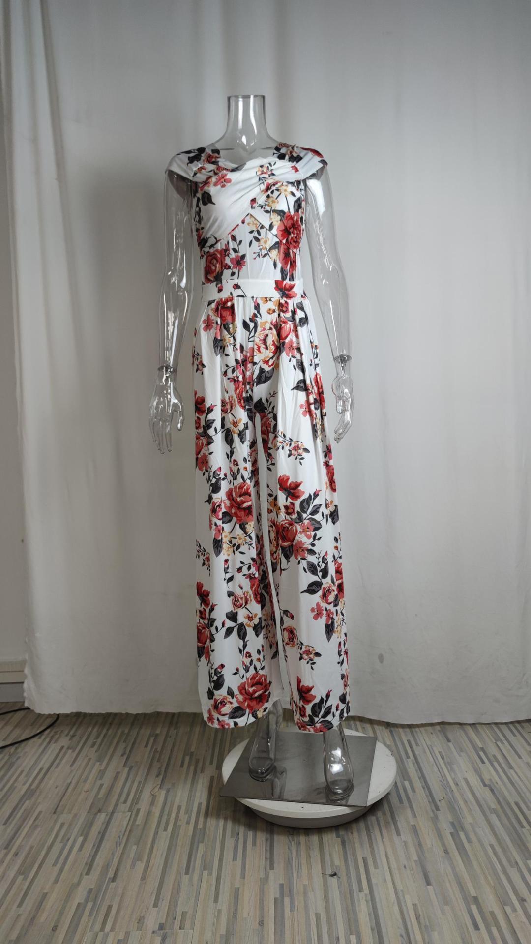 548g Weight Short Sleeve Sleeve Length Full Length Pants Length Polyester Fabric Type Mid Waist Waist Line Jumpsuits Pants Type Micro-Elastic Elasticity Holiday, Beach Occasion Loose Fit Type Printing, Stripe Pattern Summer Season Women's Gender Printing Design Vacation Style Women's Holiday Beach Vacation Printing Stripe Full Length Printing Jumpsuits 9
