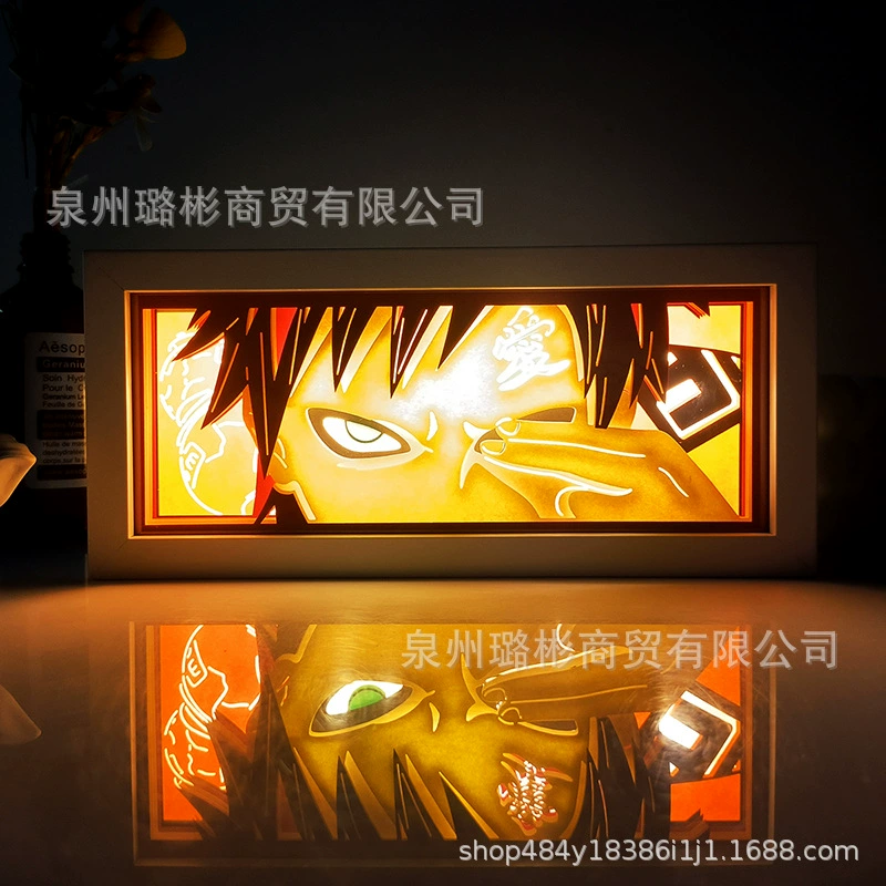 Бумажный резной светильник One Piece Luffy, деревянная рамка, настольный ночник, монохром/ RGB