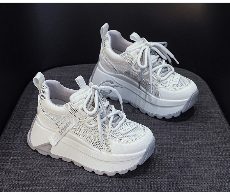 Giày sneaker nữ đế dày lưới thoáng khí phong cách retro — Xám 5066, Be 5066, Hồng đào 5066 chi tiết 14