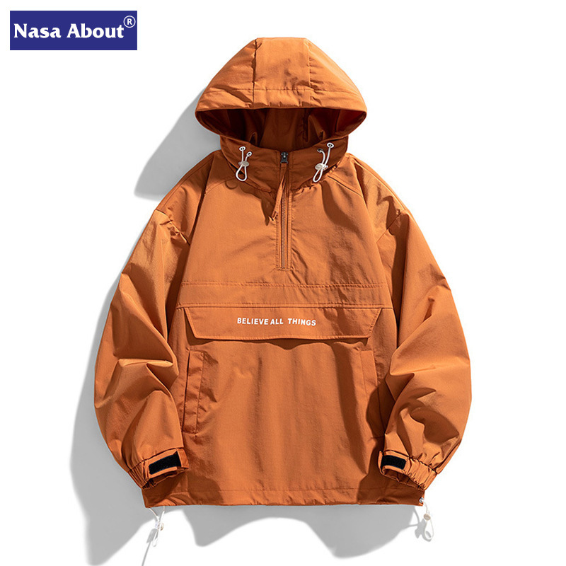 Chaqueta japonesa retro estilo NASA, suelta y con capucha