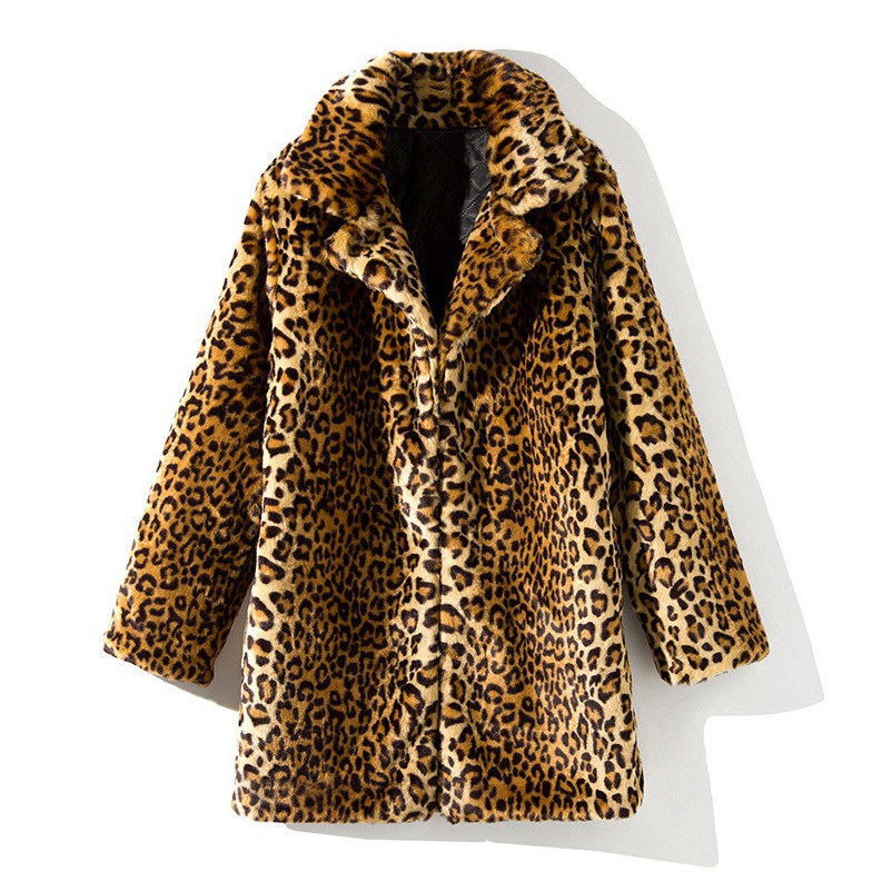 Women's Clothing new style fur coat for women mid length suit collar sexy leopard print coat coat in stock_voghion.com