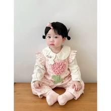 春款新款0-1-2岁女宝宝套装洋气时髦连体裤衬衣套装婴幼儿两件套