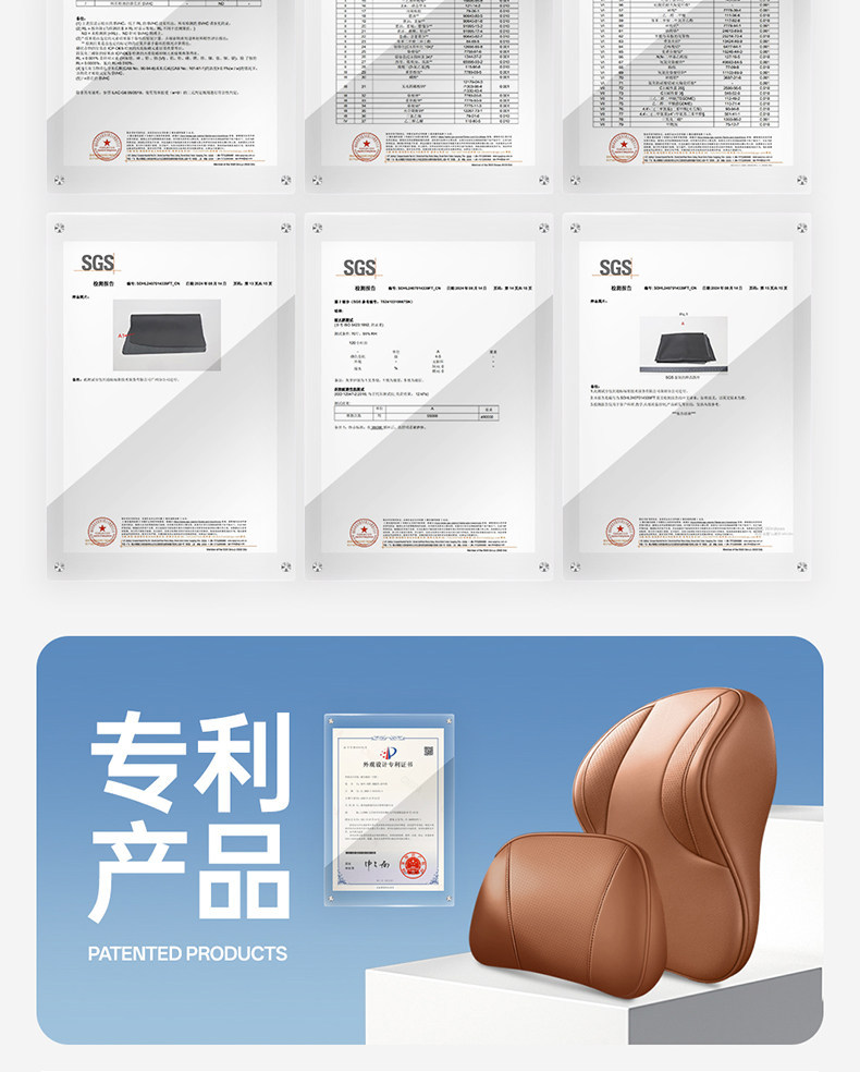 Car lumbar support cushion, genuine leather car seat cushion, backrest lumbar support, driver's seat cowhide headrest and neck support set