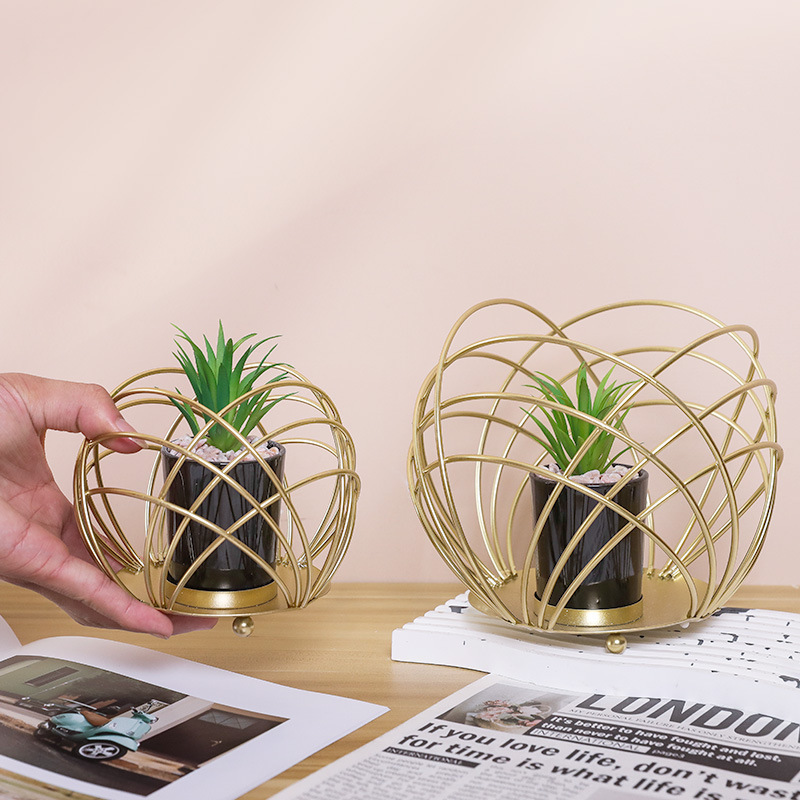 创意桌面铁艺盆栽摆件客厅酒柜家居饰品北欧室内绿植花瓶植物园艺|undefined
