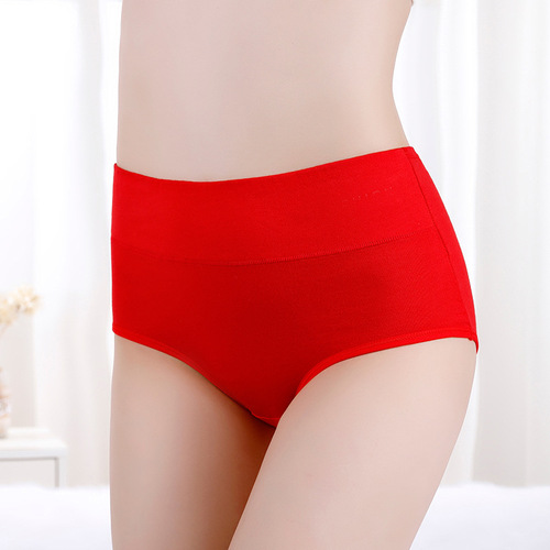 Spring and summer breathable butt lifting women's underwear youth pure cotton large size women's briefs sexy high waist solid color underwear for women