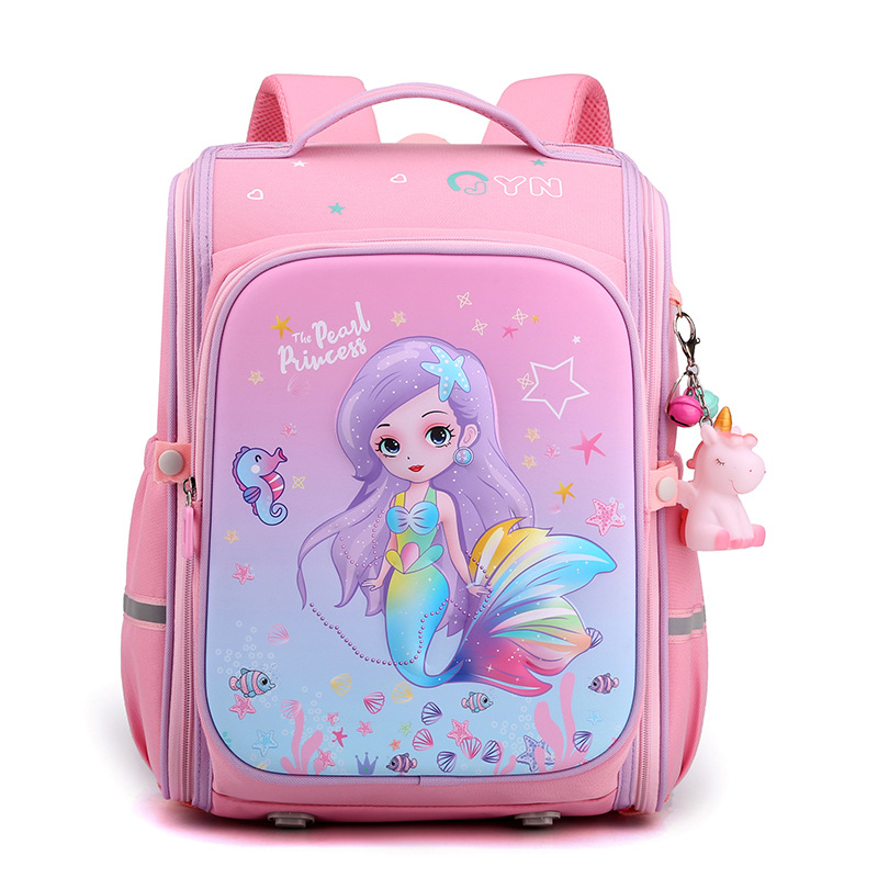 Natural Fish nueva escuela primaria estudiante mochila 2-5 grado chica moda dibujos animados descompresión protección de la columna vertebral entrega transfronteriza