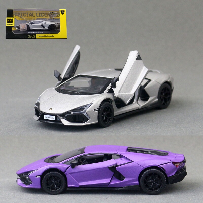 Cca Cai Po 1:43 Alloy Car Model Lamborghini Revuelto Supercar Children's Toy with Pull-Back Function and Openable Doors