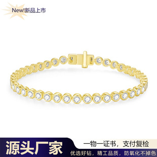 Korean Style 18k White Gold 3 karat Cultivation Diamond Bracelet 3mm Bubble Tennis Chain Cross Border Gold Bracelet for Men and Women