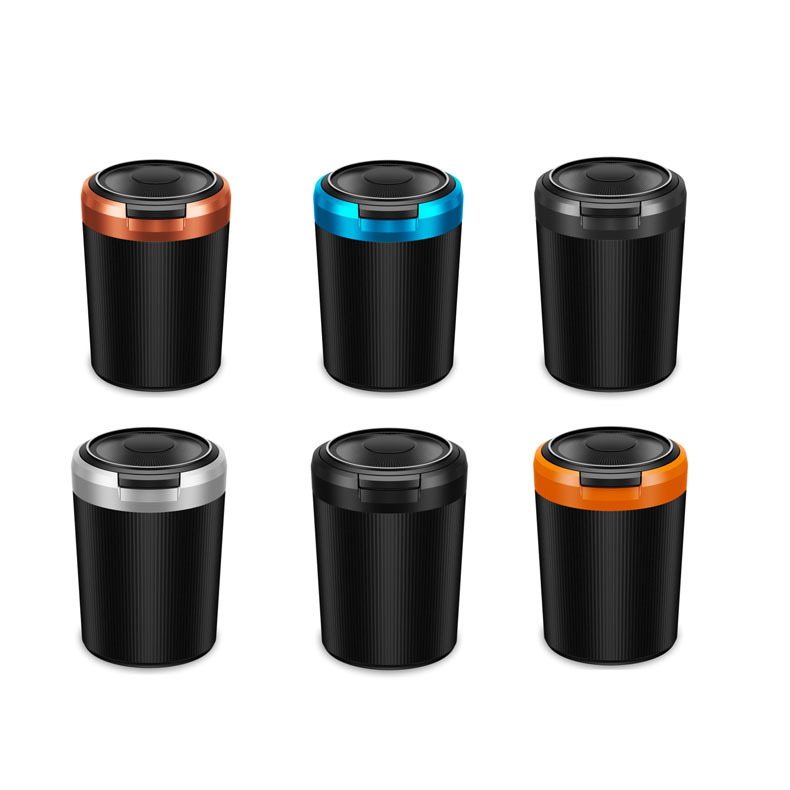 跨境新款 双孔灭烟自动弹盖LED带灯车载烟灰缸 汽车用品批发