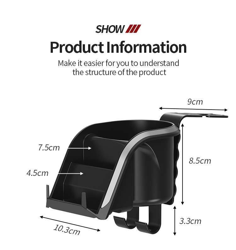 Cross-border car rear seat water cup holder car multifunctional hook car beverage holder car seat mobile phone holder