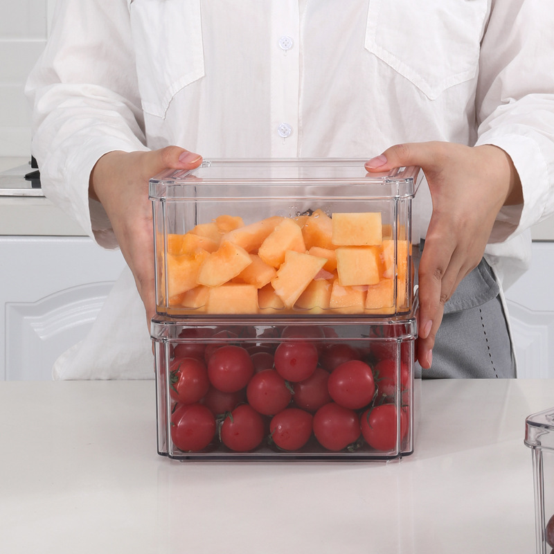 Caja de almacenamiento de PET con tapa para frutas y verduras refrigerador organizador de cocina