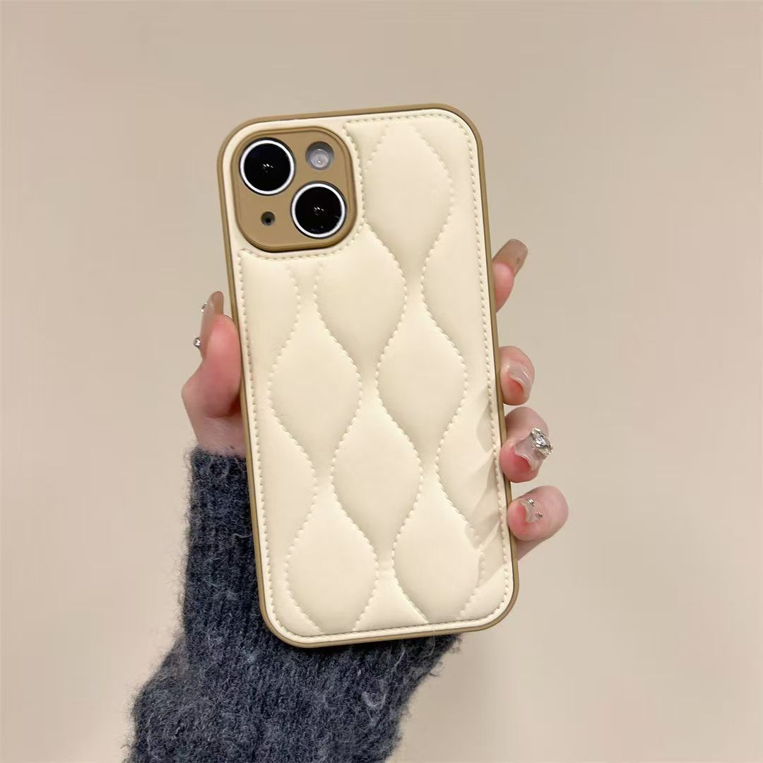 Custodia per telefono a tinta unita tipo giacca imbottita, adatta per iPhone 17, iPhone 15 Pro Max, copertura completa per Huawei, autunno e inverno_voghion.com