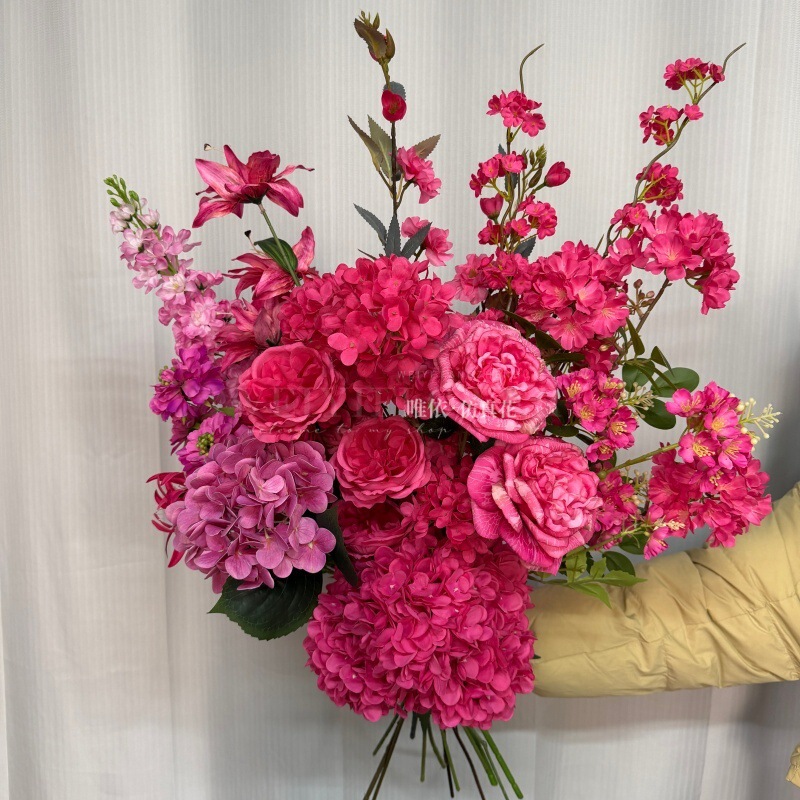 Rose Red Artificial Flower Floor Arrangement Wedding Decoration Flower Ornaments Car Show Window Festive Atmosphere Fake Flower Decoration