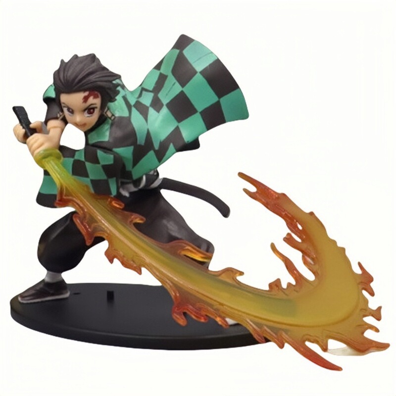 Demon Slayer: Kimetsu No Yaiba Figure Fighting Zenitsu Flame Pillar Fire God Tanjiro Anime Peripheral Ornaments Case Decorations