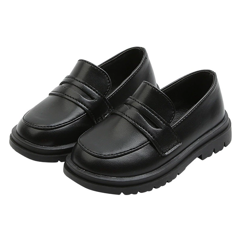 2023 весенне-осенняя новая обувь для девочек, детская однотонная маленькая кожаная обувь в британском стиле, черная повседневная модная обувь для маленьких девочек