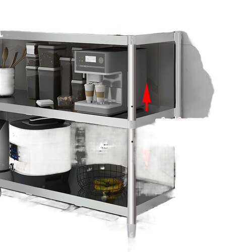 Stainless steel three-layer kitchen storage rack floor multi-layer storage shelf microwave oven oven multi-function storage rack