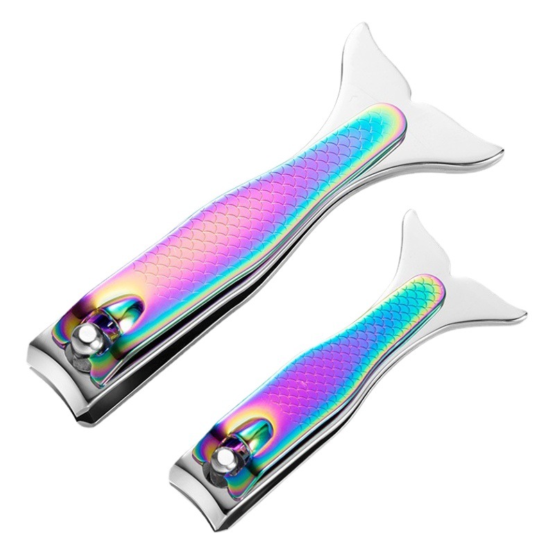 Cross mirror new nail clippers color titanium nail clippers gradient mermaid handle large nail clippers nail tools