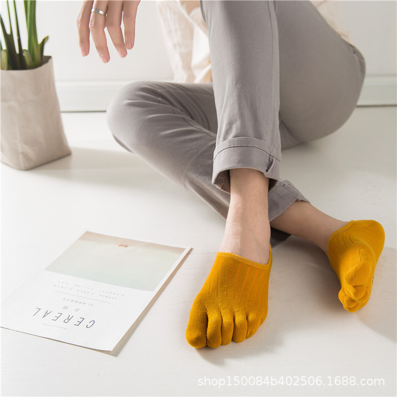 Liaoyuan wholesale spring and summer five-finger socks drag cotton men's and women's finger socks DiXajyryyO shallow mouth solid color toe socks