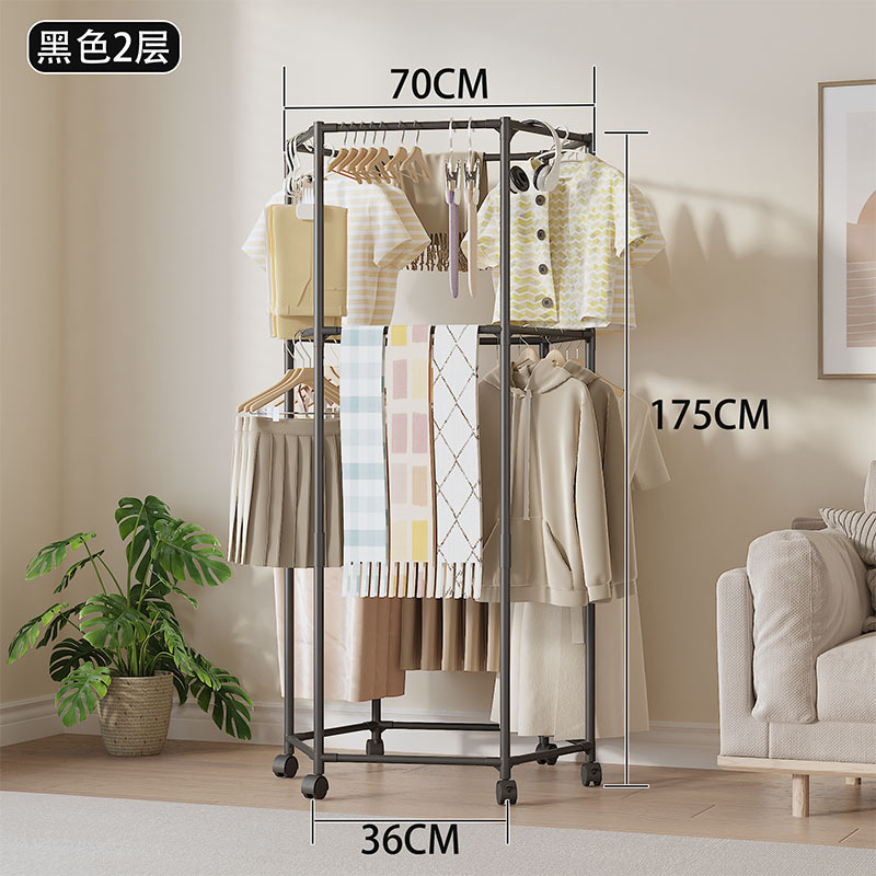 TEMU希音六辺回転床ハンガー寮服ラック室内ハンガー移動式ハンガーラック|undefined